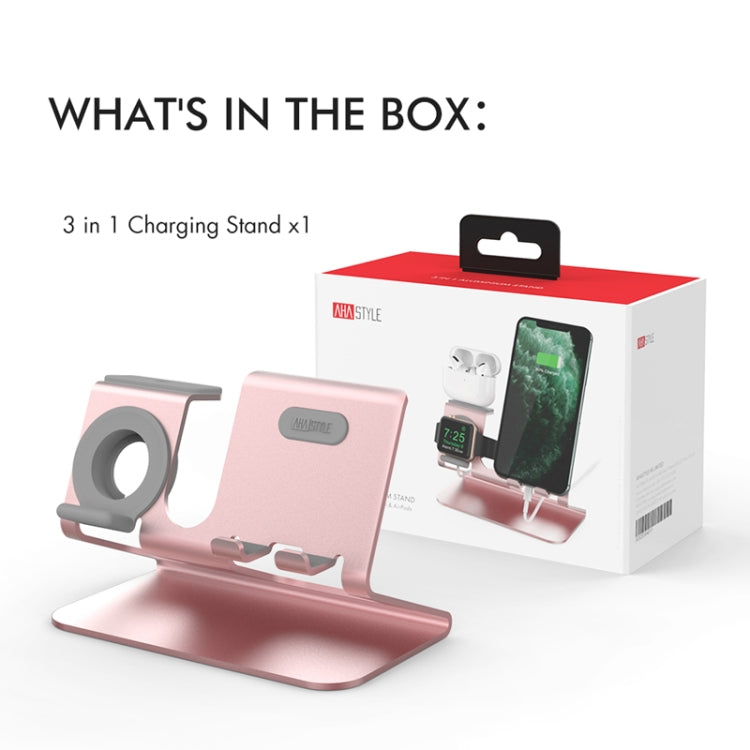 For IPhone / AirPods / Apple Watch Series AhaStyle 3 In 1 Aluminum Alloy Stand(Rose Gold) by AhaStyle