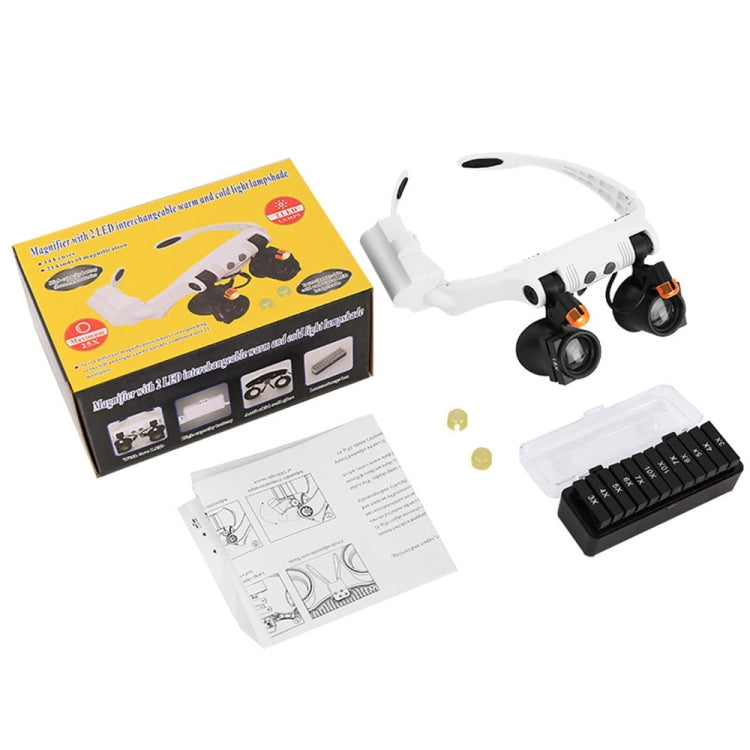 Headband Magnifying Glasses with Cold and Warm Light Source Interchangeable Combine 21 Different Multiples by buy2fix