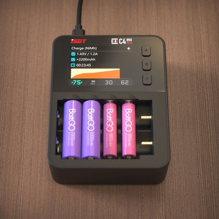 ISDT C4 EVO NiMH/NiCd Cylindrical Lithium Battery Smart Charger(Black) by ISDT