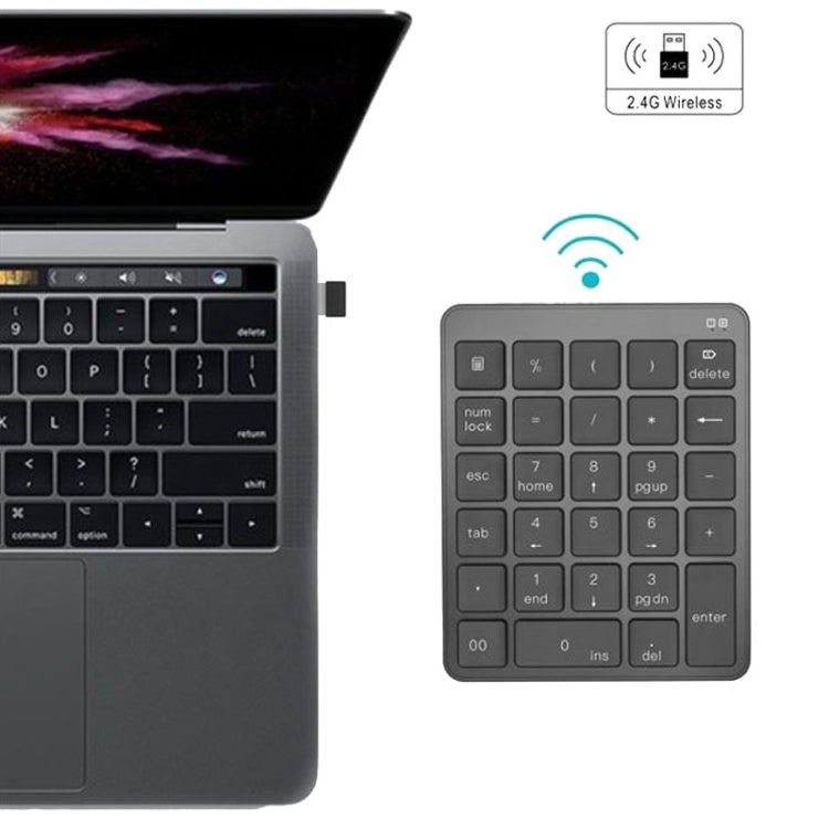 KN-980 28 Keys Portable Wireless Digital Quiet Keypad Computer External Digital Password Keypad(Gray) by buy2fix