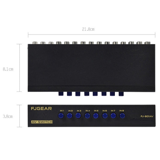 FJGEAR FJ-801AV Audio Video Switcher 8 In 1 Out CVBS Switcher by FJGEAR