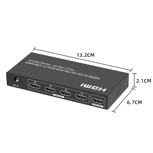 FJGEAR FJ-401HK 4 Ports HDMI KVM Video Splitter With IR Remote Controller by FJGEAR