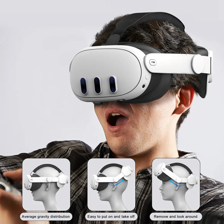 For Meta Quest 3 VR Adjustable Elite Headset Head Strap(White) by buy2fix
