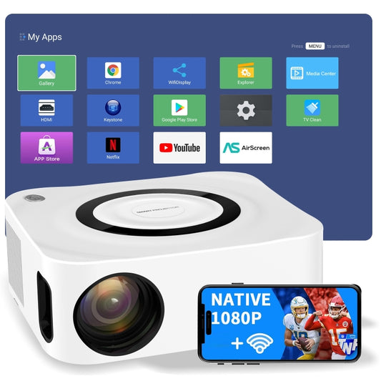 Home HD Projector 1080P Bluetooth WIFI Mobile Phone Smart Projector, Specification: UK Plug(2+16G) by buy2fix