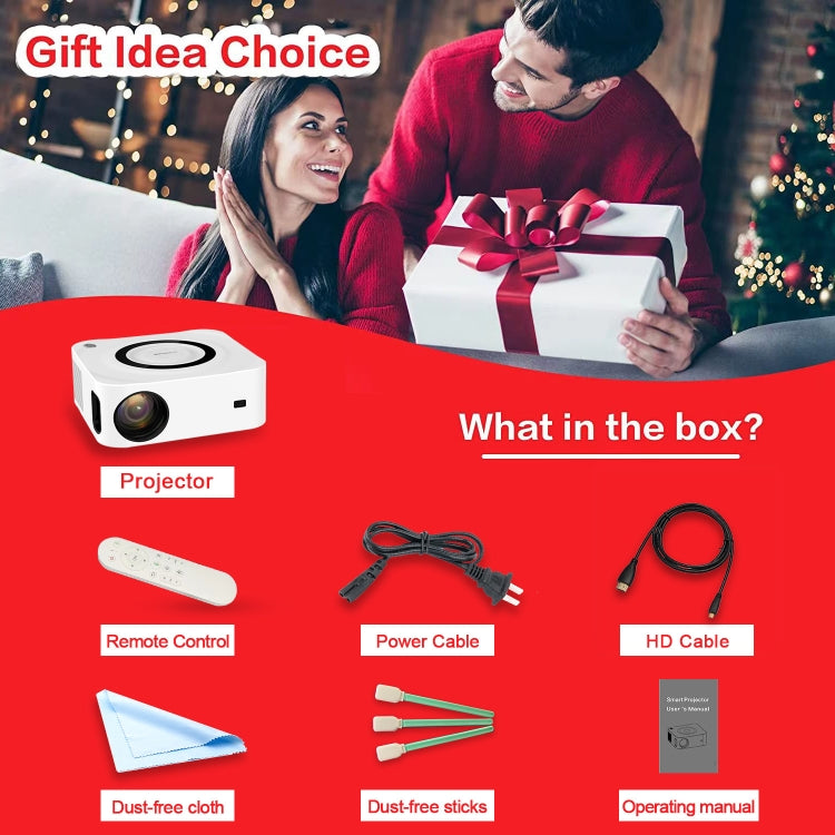 Home HD Projector 1080P Bluetooth WIFI Mobile Phone Smart Projector, Specification: US Plug(2+16G) by buy2fix