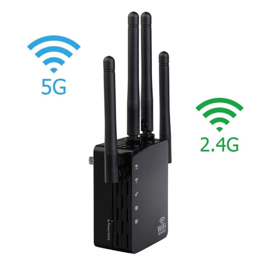 5G/2.4G 1200Mbps WiFi Range Extender WiFi Repeater With 2 Ethernet Ports US Plug White by buy2fix