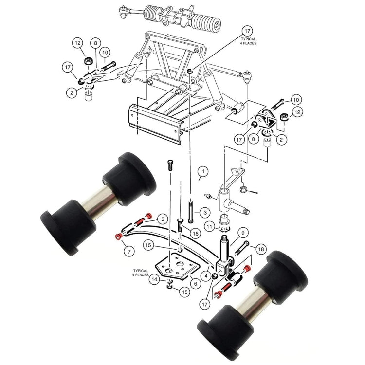 Golf Cart Front And Rear Steel Plate Rubber Sleeve Iron Sleeve Kit Leaf Spring Bushings, Specification: Iron Sleeve by buy2fix