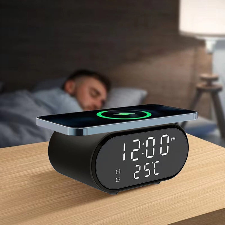 15W LED Mirror Wireless Charger Desktop Multifunctional Mini Clock(White) by buy2fix