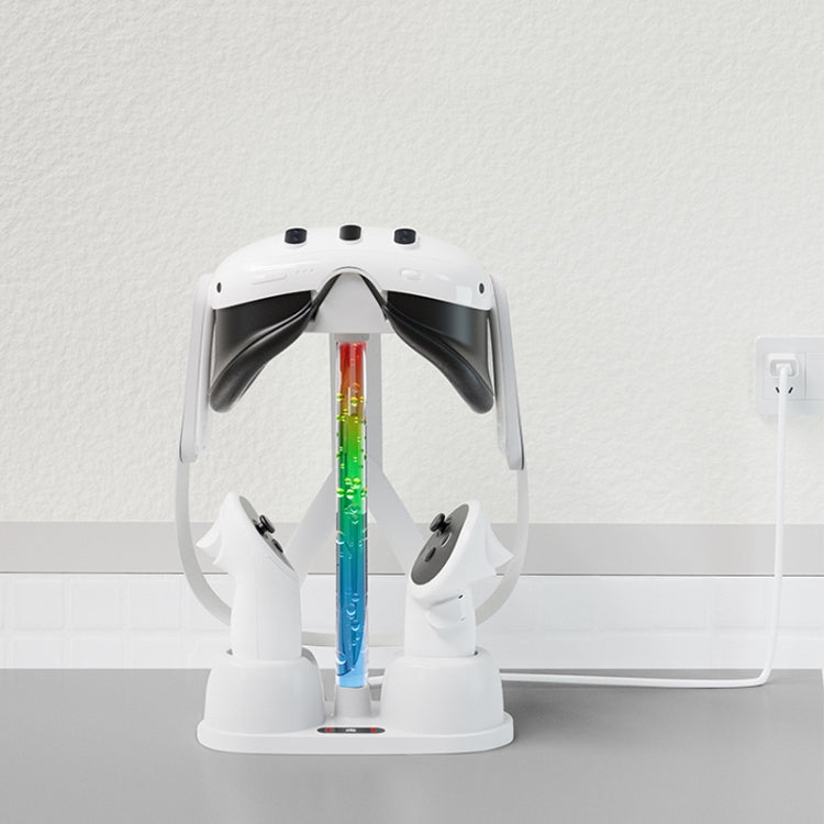 For Meta Quest 3 VR Glasses Charging Base Storage Bracket with Cool RGB Light(White) by buy2fix