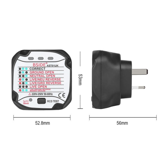 BSIDE AST01 Plug Power Tester Electrical Socket Detector UK Plug by BSIDE