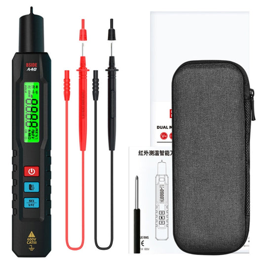 BSIDE A40 Infrared Thermometer Electric Pen Type Intelligent Multimeter VFC Inverter Voltage Tester(English No Battery) by BSIDE