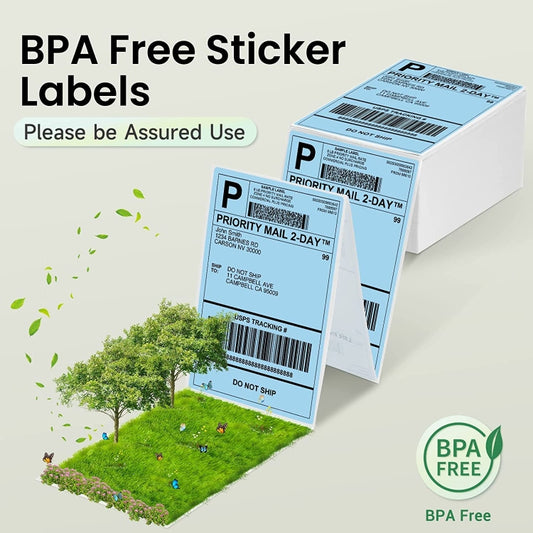 500sheets 4×6 Inch Stickers Thermal Label Paper For Phomemo PM-246S / PM-241BT / D520BT, Style: Folding Light Blue by buy2fix