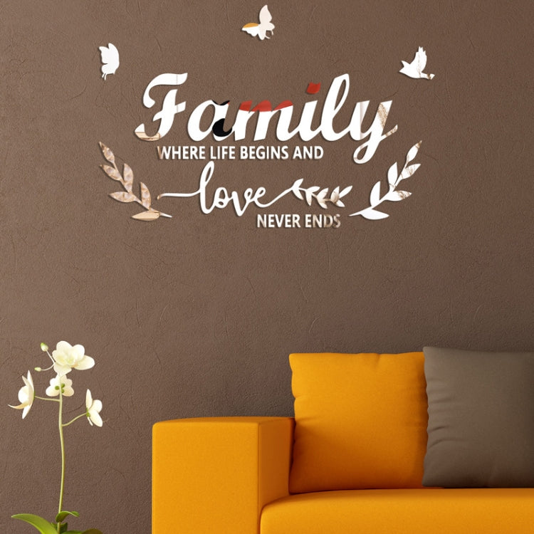 Acrylic Familylove Stereoscopic Mirror Wall Stickers Home Self-Adhesive Decorative Soft Mirror(Silver) by buy2fix
