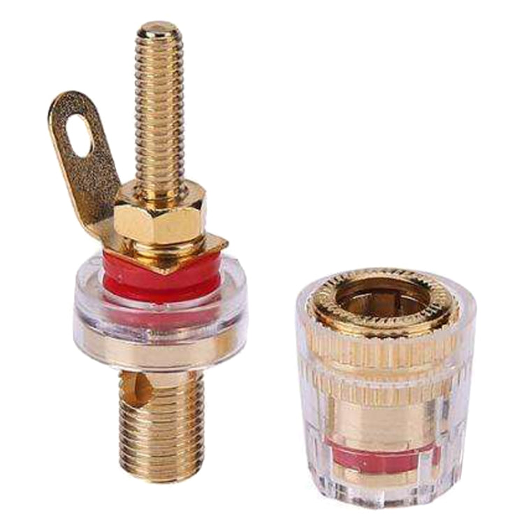 Medium Extended Transparent Terminal Block 4mm Banana Socket Audio Amplifier Junction Post(Red) by buy2fix