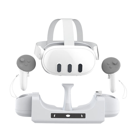 For Meta Quest 3 VR Helmet Charging Base Wall-mounted Fast Charging Rack With LED Indicator(Gray White) by buy2fix
