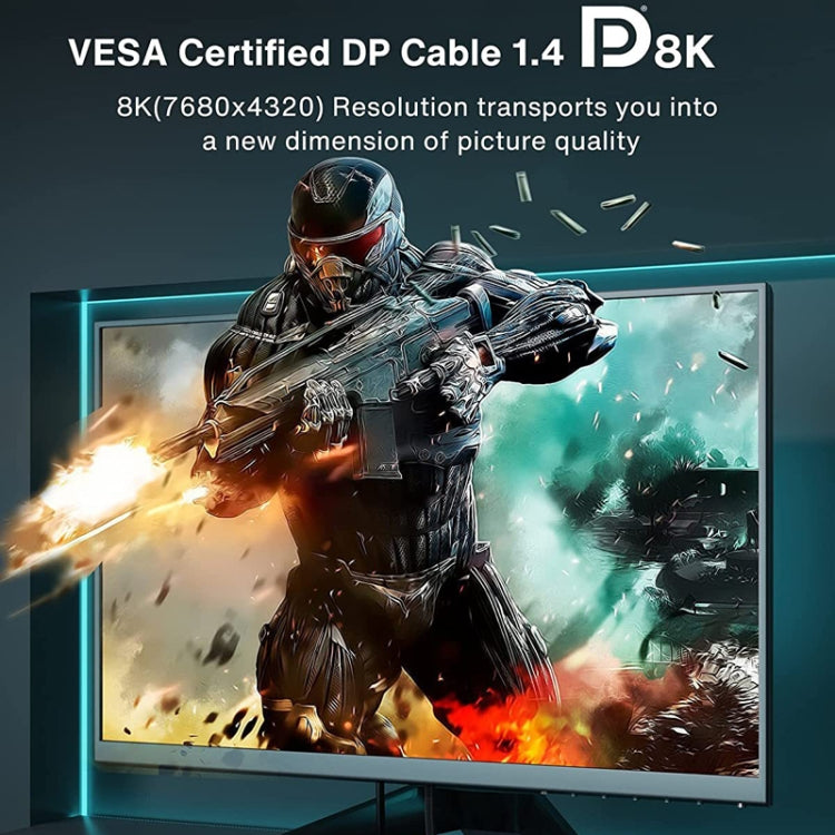 1m DP Cable 8K Computer Monitor Connection Cable 30AWG OD6.3MM With Nylon Mesh(Black Version 1.4) by buy2fix