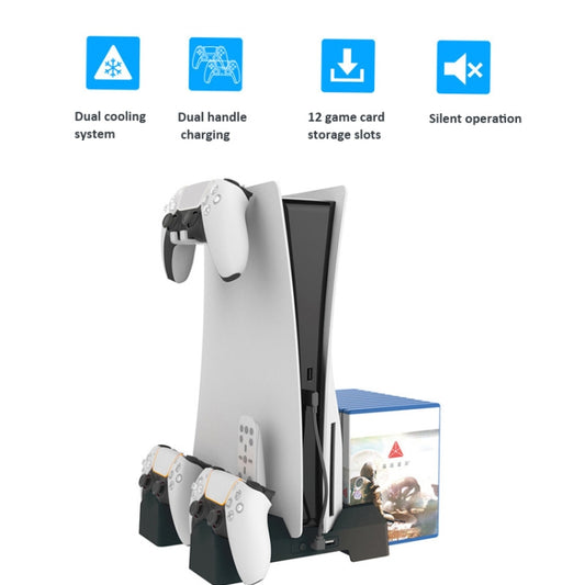 For PS5 iplay Dual-seat Charging and Cooling Base Bracket Storage Rack(Black) by iplay