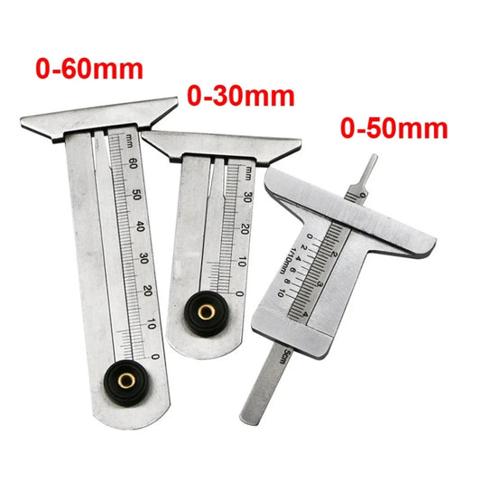 0-30mm Stainless Steel Tire Tread Vernier Depth Gauge by buy2fix