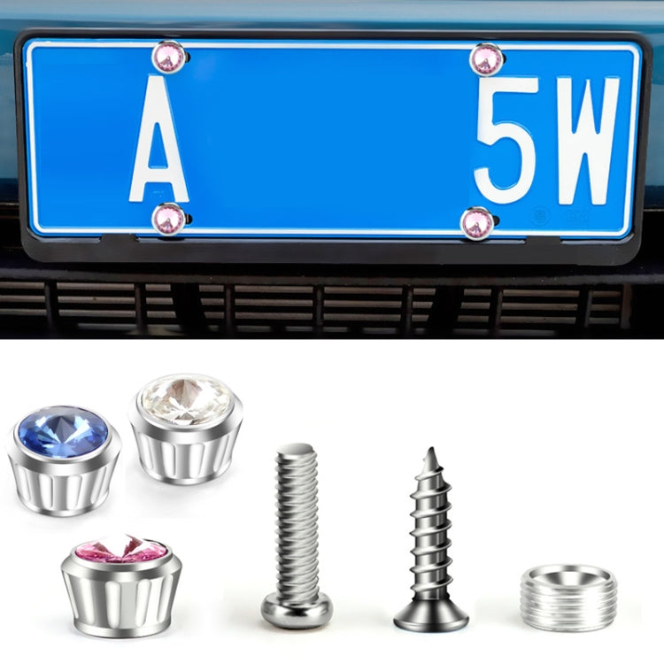 Licence Plate Frame Rhinestone Anti-theft Fixing Nut Cover(Blue Diamond) by buy2fix