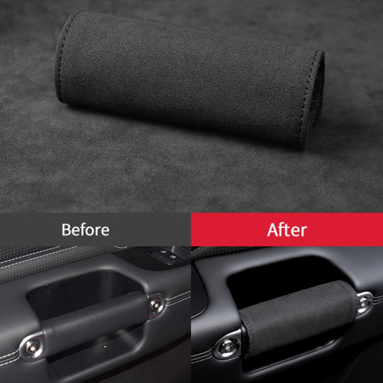 1pair Car Door Handle Decorative Anti-Scratch Cover Car Slippery Leather Inner Door Handle Protective Cover(Brown) by buy2fix