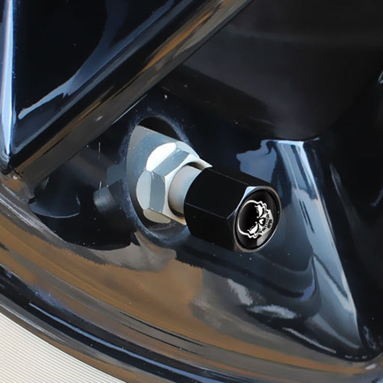 4pcs /Set Skeleton Metal Tire Valve Caps Automobile Modification Universal Valve Core Cover(Black) by buy2fix