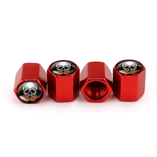 4pcs/set Skull Metal Car Tire Universal Modified Aluminum Alloy Valve Cap(Red) by buy2fix