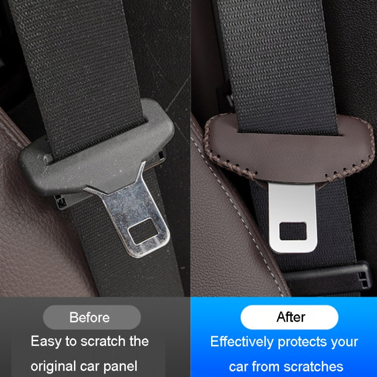 For BMW 1pair Seatbelt Insert Protector Bumper Belt Chuck Decoration(Brown) by buy2fix