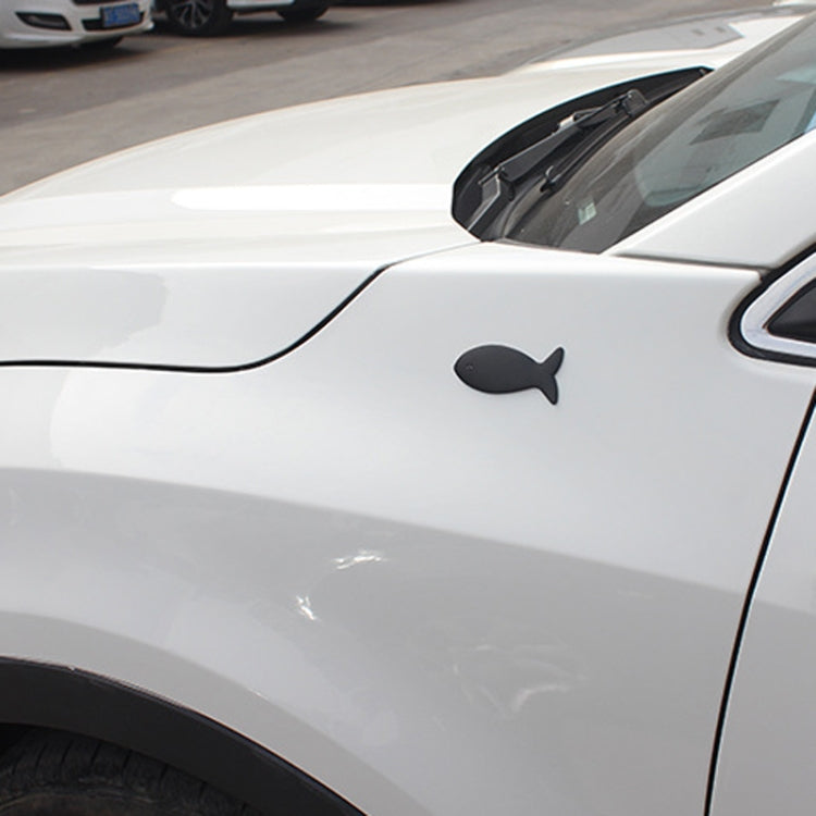 Fish-Shaped Car Metal Stickers Car Body Tail Marker Decorative Decals(Black) by buy2fix