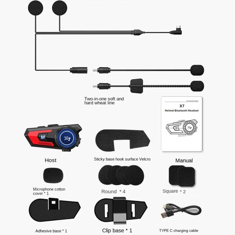 X7 Motorcycle Helmet Bluetooth Headset Riding Navigation Listening Song Soft Hard Wheat(Red) by buy2fix