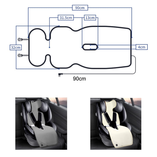 Car USB Heated Seat Cushion Winter Plush Child Seat Pad, Size: 90x32cm(Gray) by buy2fix
