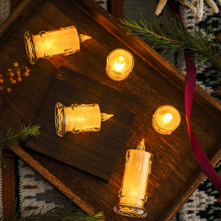 4.7x9.5cm With Base LED Transparent Glowing Candle Lights Simulation Electronic Candle by buy2fix