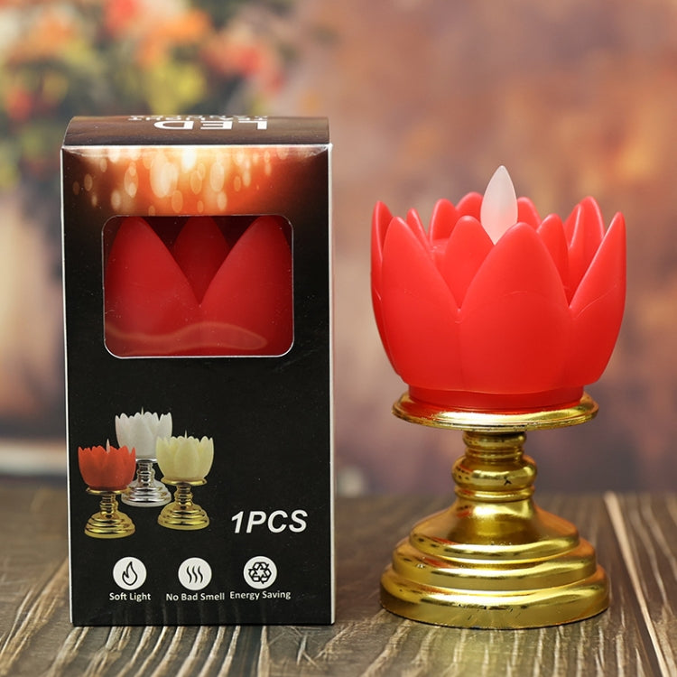 LED Electronic Candle Lotus Lamp Buddha Offering Light Simulation Swing Decorative Lights(Beige) by buy2fix