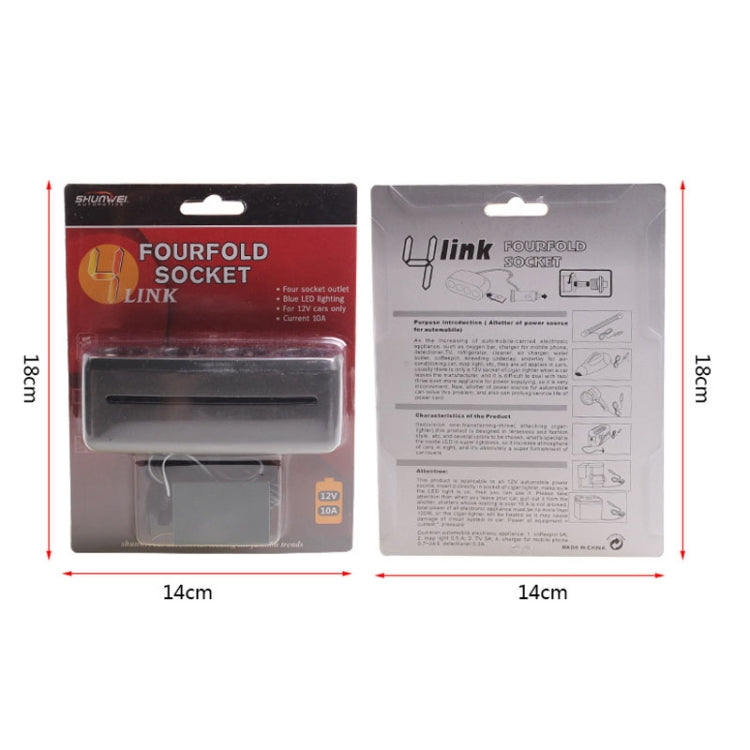 SHUNWEI SD-1906 Car 4 In 1 Power Distributors Cigarette Lighter Socket Car Charger(Black) by SHUNWEI