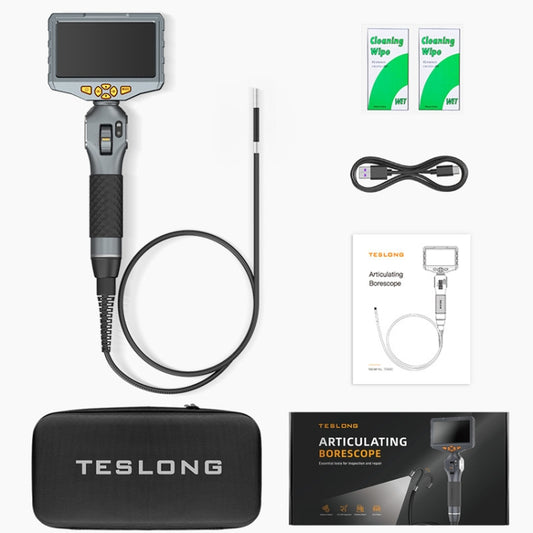 TESLONG TD500 8.5mm Lens HD 5 Inch Large Screen 360 Degree Dual Steering Borescope Industrial Components Overhaul by TESLONG
