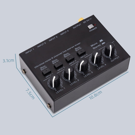 Ultra-compact 4 Channel Stereo Sound Low-noise Mixer For Recording Live Broadcasting, US Plug(MAX400) by buy2fix