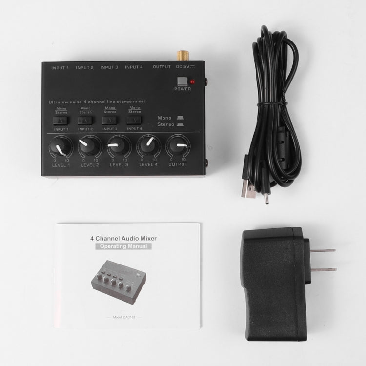 Ultra-compact 4 Channel Stereo Sound Low-noise Mixer For Recording Live Broadcasting, US Plug(MAX400) by buy2fix
