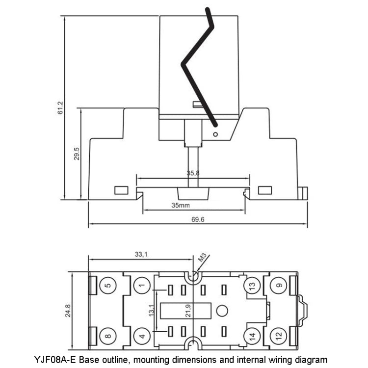 YIJIA YJ2N-GS 8-Pin 2 Way Small Electromagnetic Relay by YIJIA