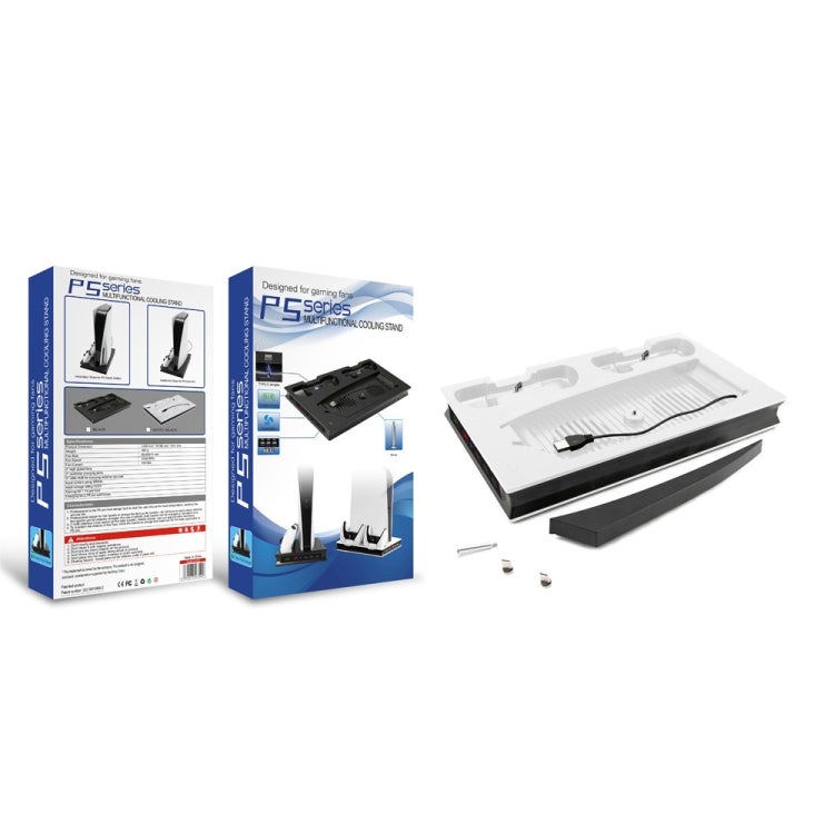 For PS5 Digital / Optical Drive Console Cooling Fan Controller Charging Base With Light Dock Stand(White) by buy2fix