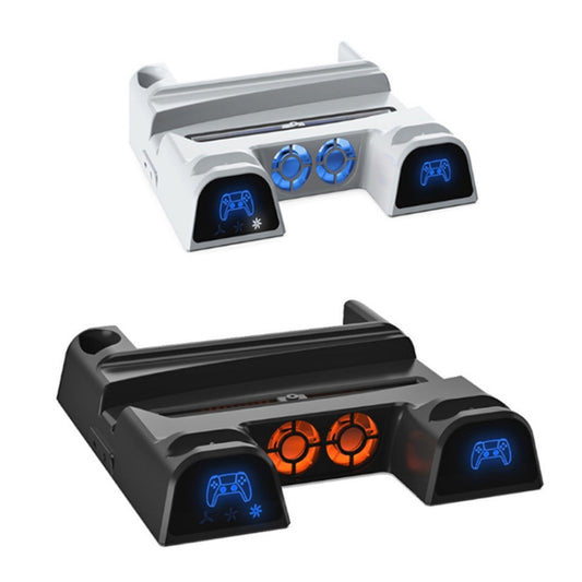 DOBE For PS5 Gamepad Multi-Function Dual Charger Cooling Fan Base With Disk Organizer(Black) by DOBE