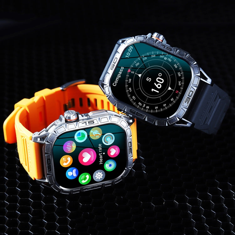 K63 1.96-Inch Heart Rate/Blood Oxygen Monitoring Bluetooth Call Sports Smart Watch, Color: Black Steel by buy2fix