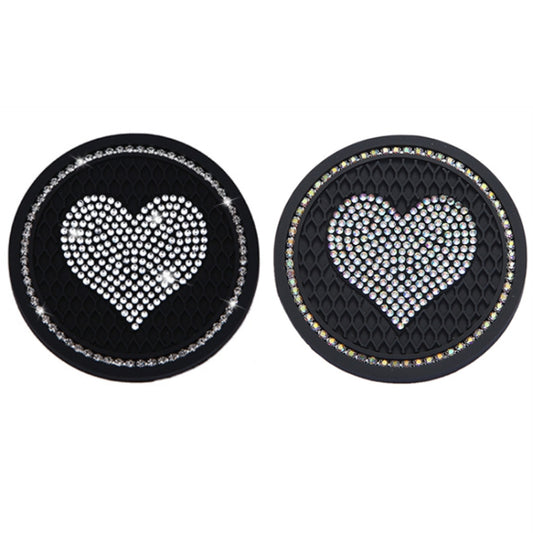 Car Round Love Diamond Honeycomb Anti-slip Coaster(Black) by buy2fix