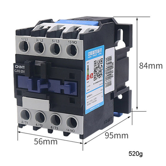 CHNT CJX2-2510 25A 220V Silver Alloy Contacts Multi-Purpose Single-Phase AC Contactor by CHNT