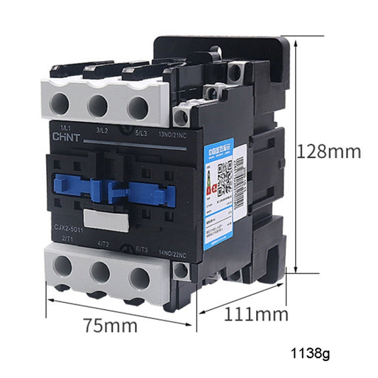 CHNT CJX2-5011 50A 220V Silver Alloy Contacts Multi-Purpose Single-Phase AC Contactor by CHNT
