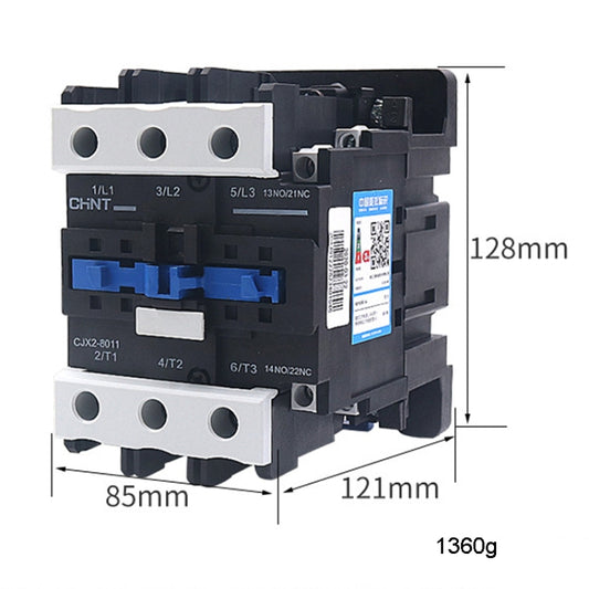 CHNT CJX2-8011 80A 220V Silver Alloy Contacts Multi-Purpose Single-Phase AC Contactor by CHNT