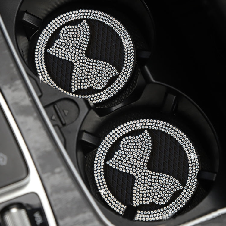 Car Multifunctional Anti-slip Coaster with Diamond Bow Crystal(Black) by buy2fix