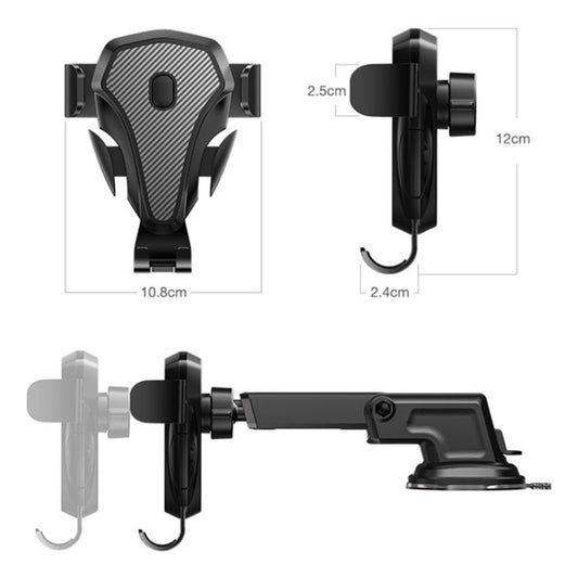 Carbon Fiber Automotive Phone Holder Car Navigation Bracket Telescopic Model, Specification: Suction Stent(Love Model) by buy2fix