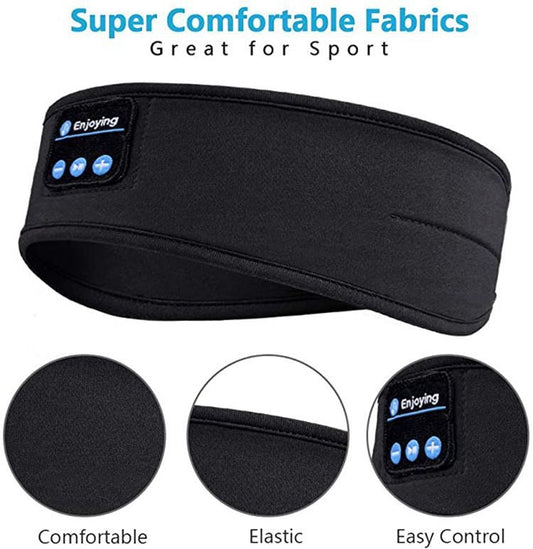 Sleep Bluetooth Bandana Headband Wireless Music Sport Headband Built-in Sleep Music Eye Mask(Black) by buy2fix