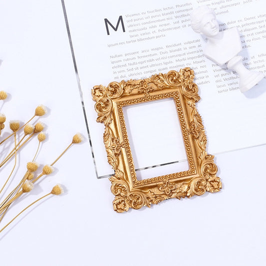 Vintage Gold Resin Mini Photo Frame Earrings Jewelry Decoration Photo Props(Square) by buy2fix
