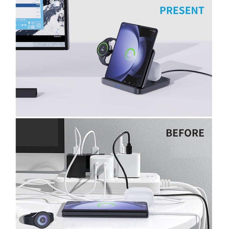 3 In 1 Wireless Charger For Samsung Galaxy Z Fold Mobile Phone Earphones & Smart Watches(Black) by buy2fix