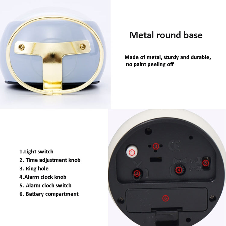 Round Metal Clock Silent Children Electronic Alarm Clock with Light(Green) by buy2fix